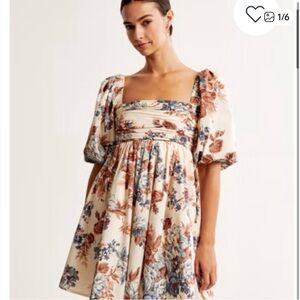 NWT Abercrombie & Fitch Emerson Poplin Floral Dress with Puff Sleeves